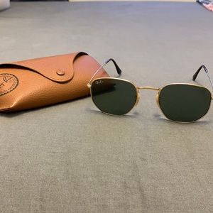 Ray Ban Hexagonal Gold Sunglasses